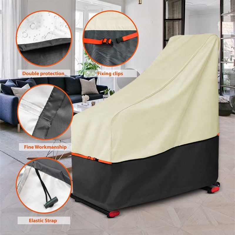 Aaaspark Exercise Bike Cover Waterproof â€“ Heavy Duty Oxford Indoor/Outdoor Stationary Bike Protector, Beige Grey Two-Tone Design, Dustproof Fit for Upright & Spin Bikes up to 48.8"L x 22.8"W x 46"H - Image 2